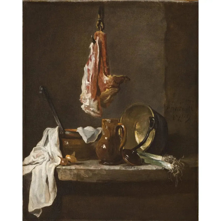 Mezarlık ve Bir Dana Kaburga ile Natürmort - Jean Siméon Chardin
