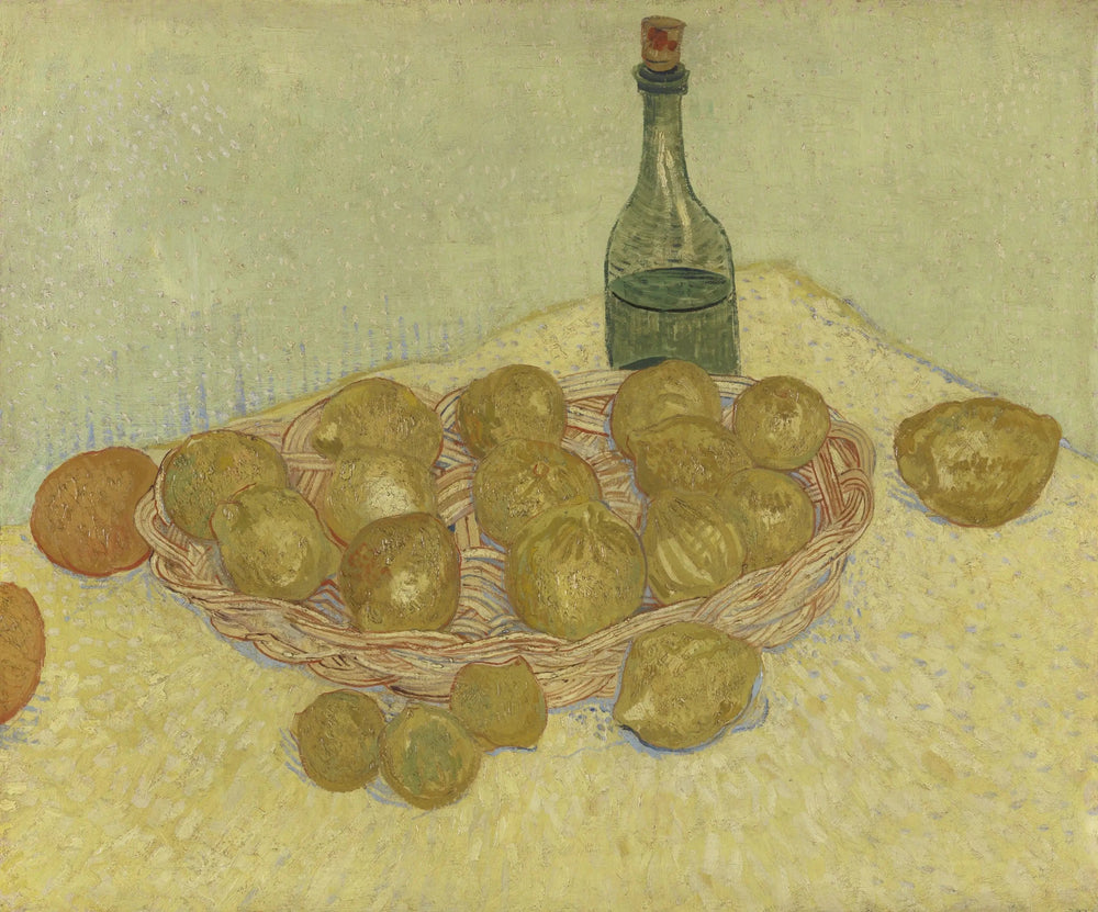 Nature morte : bouteille, citrons et oranges - Vincent van Gogh image 1 reproduction artisanale de tableau