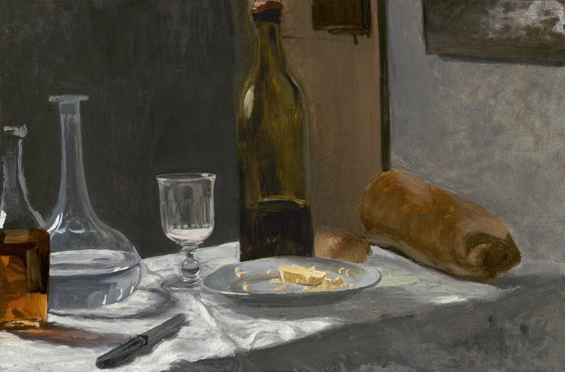 Şişe, sürahi, ekmek ve şarapla natürmort W13 - Claude Monet