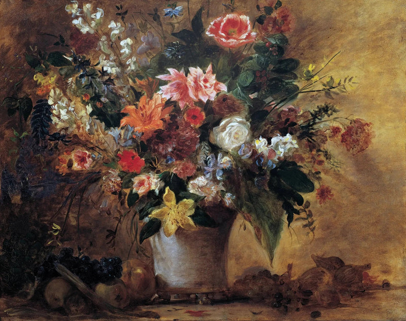 Çiçekler ile Natürmort - Eugène Delacroix