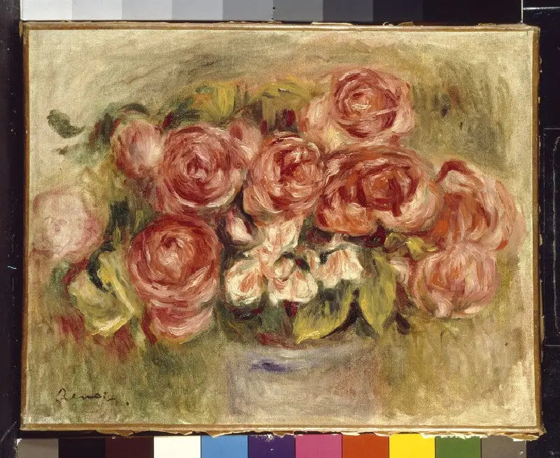 Bir vazoda güllerin natürmortü - Pierre-Auguste Renoir