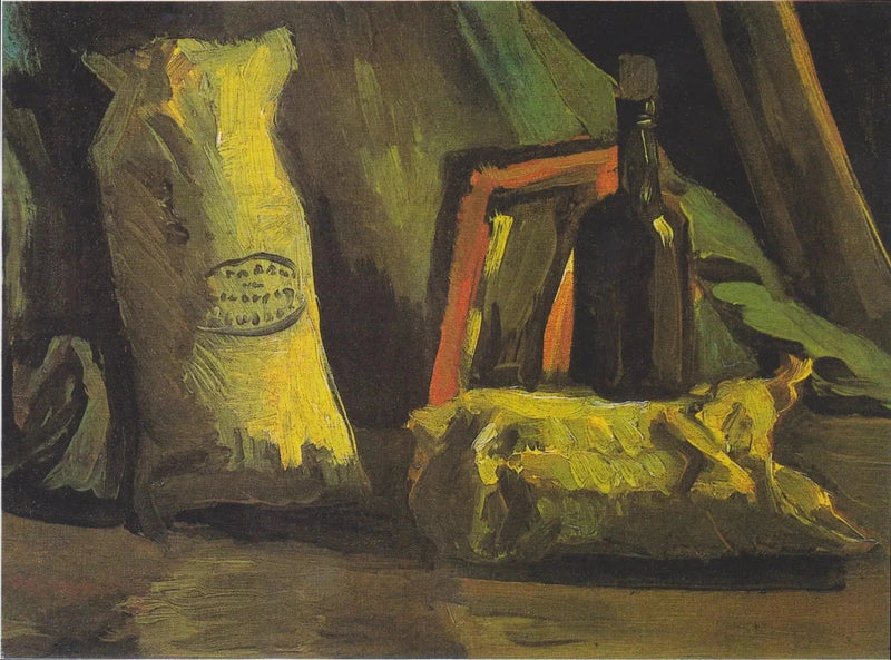 İki çanta ve bir şişe ile Natürmort - Vincent van Gogh