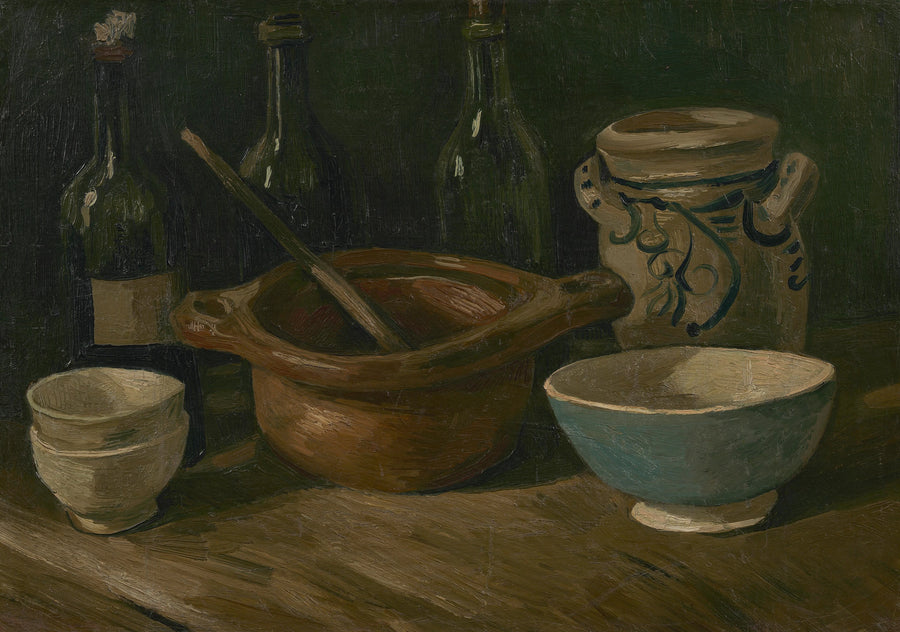 Şişeler ve fayanslı Natürmort - Vincent van Gogh