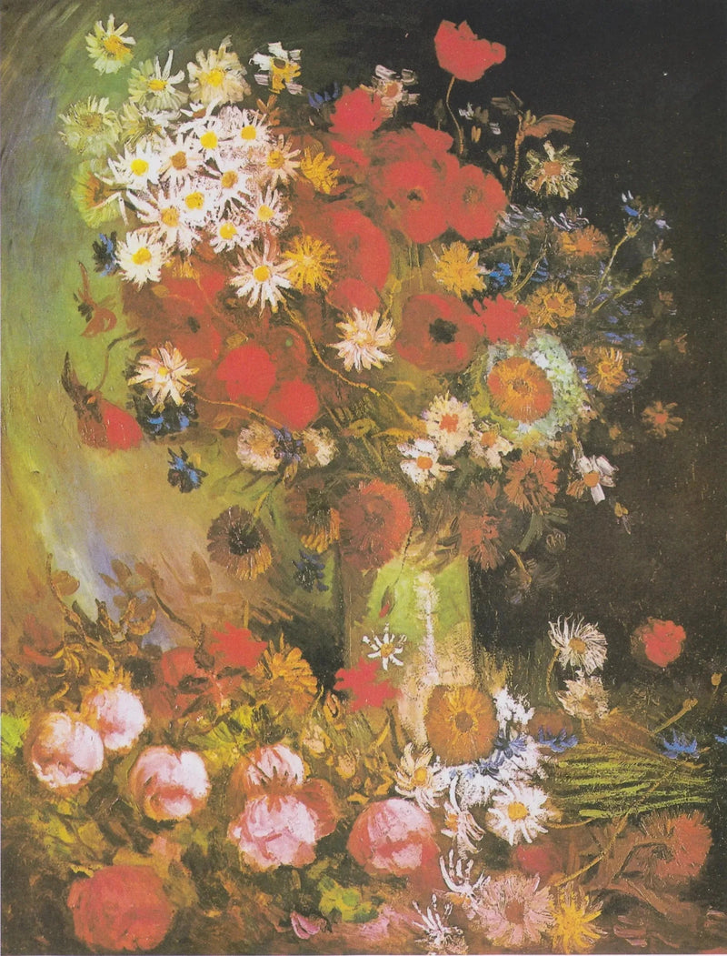 Çiçekli Kır Çiçekleri ve Güller ile Natürmort - Vincent van Gogh