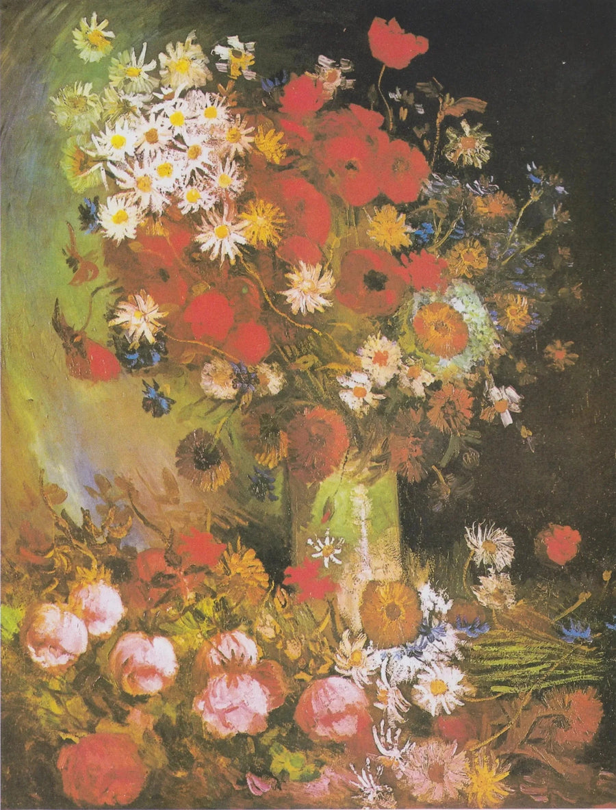 Çiçekli Kır Çiçekleri ve Güller ile Natürmort - Vincent van Gogh