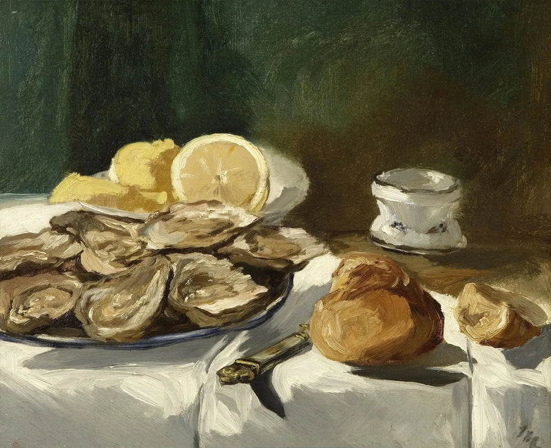 Natürmort, istiridye, limon, briyoş - Édouard Manet