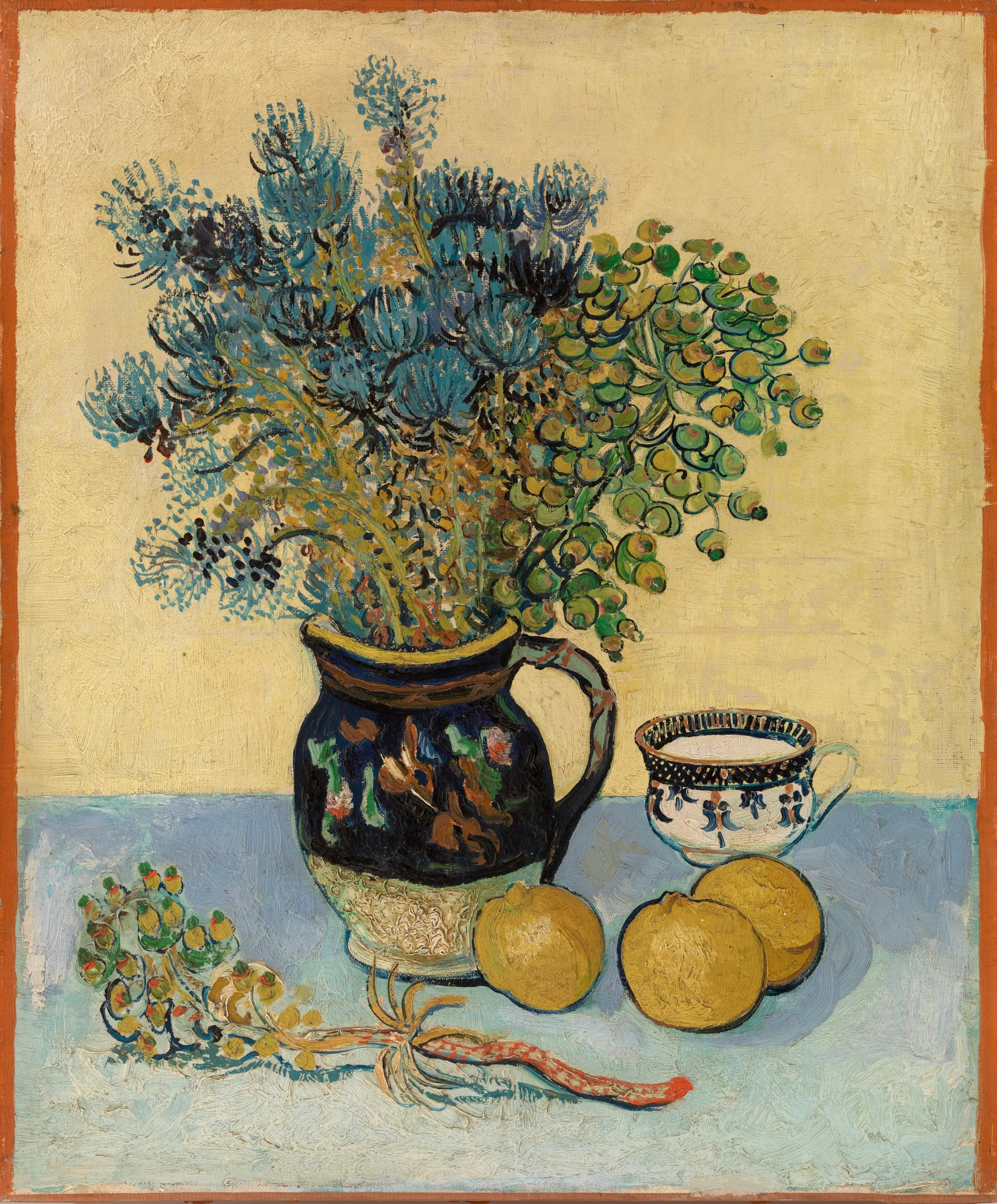 Reproduction du tableau « Nature morte : majolique aux fleurs sauvages - Vincent van Gogh » par Alpha Reproduction en peinture à l’huile