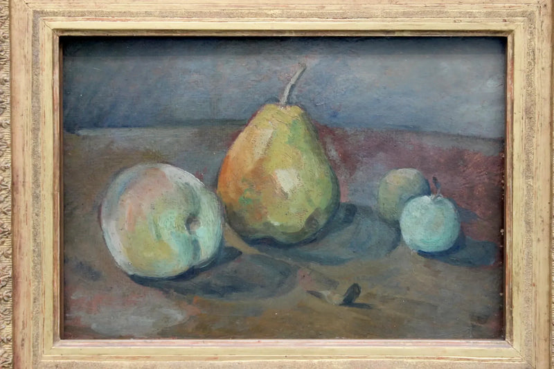 Natürmort, armutlar ve yeşil elmalar - Paul Cézanne