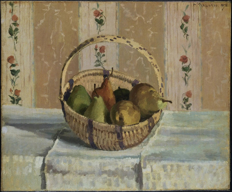 Natürmort: bir yuvarlak sepet içinde elmalar ve armutlar - Camille Pissarro