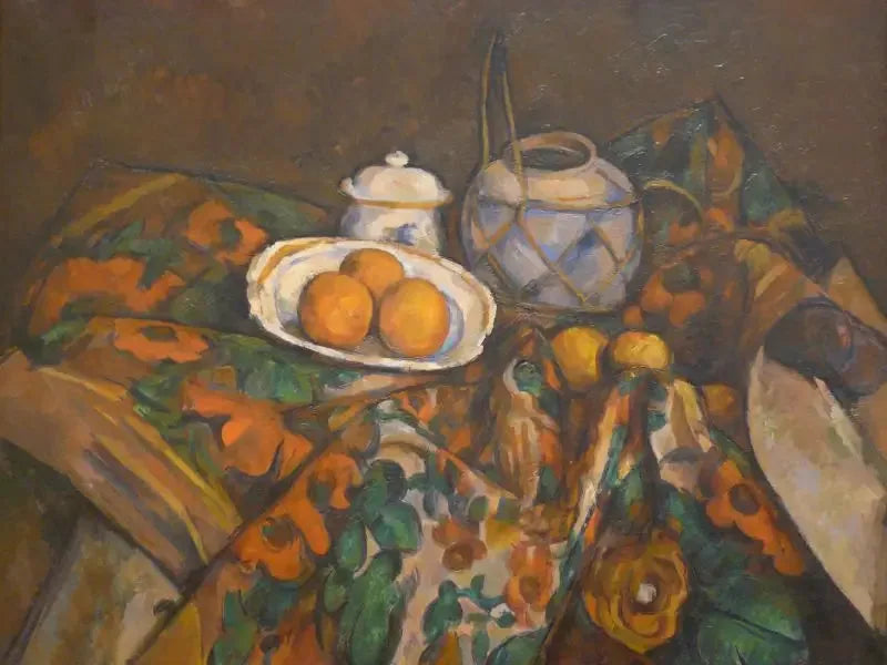 Natürmort, zencefil kabı, şekerlik ve portakallar - Paul Cézanne