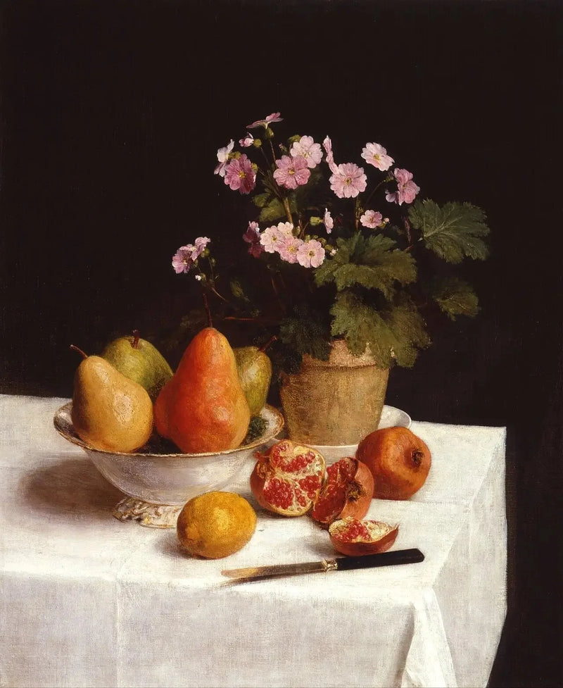 Doğa Manzarası (İlkbahar Çiçekleri, Armutlar ve Narlar) - Henri Fantin-Latour