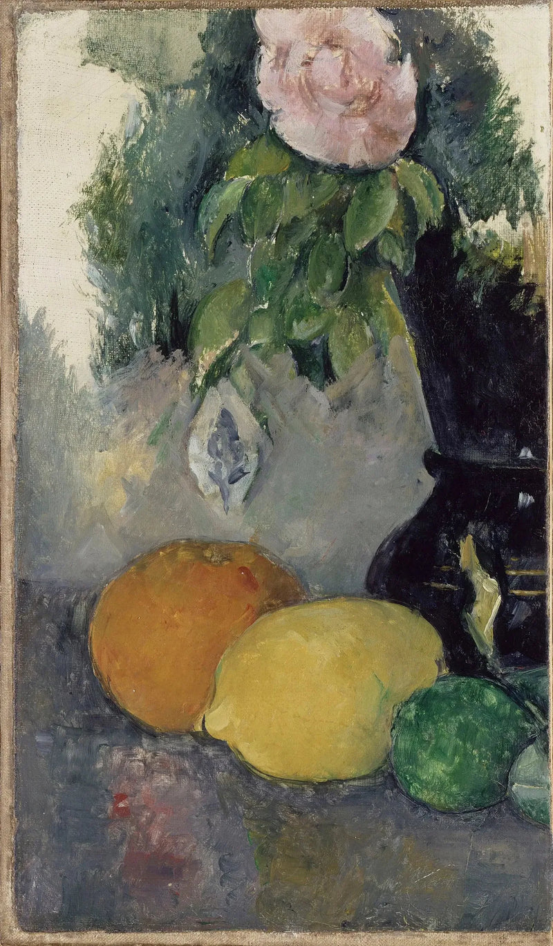 Natürmort, gül ve meyveler - Paul Cézanne