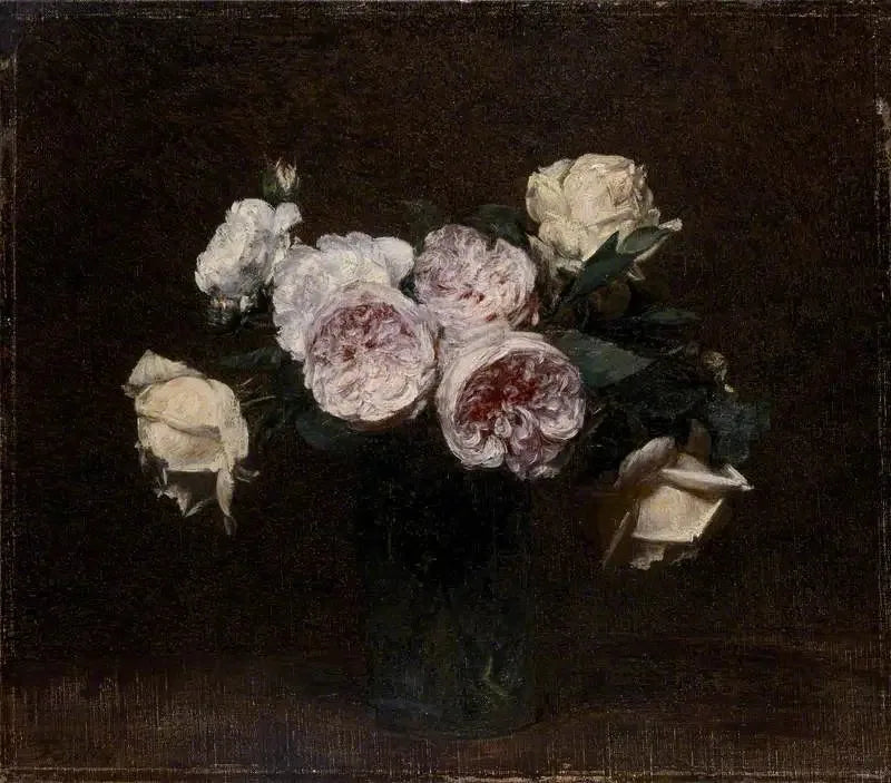 Doğa Manzarası: gül, beyaz ve sarı güller - Henri Fantin-Latour