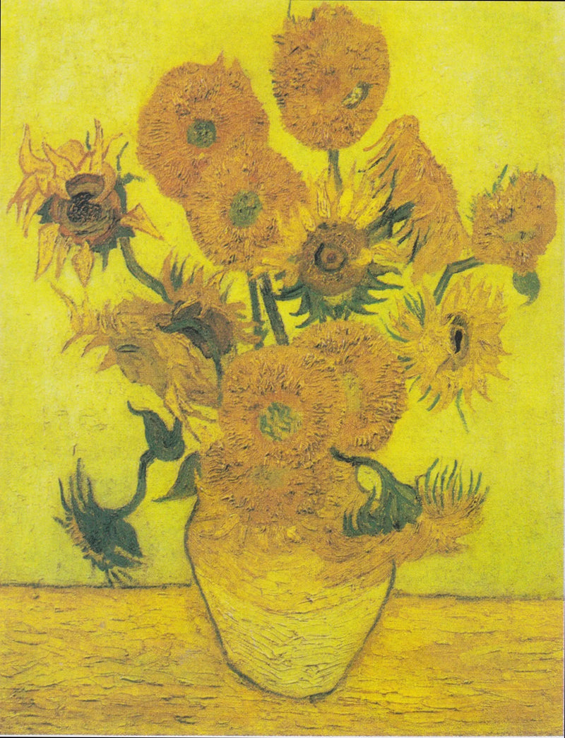 Natürmort: On beş ayçiçeği ile vazo - Vincent van Gogh