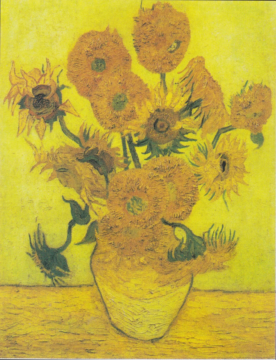 Natürmort: On beş ayçiçeği ile vazo - Vincent van Gogh