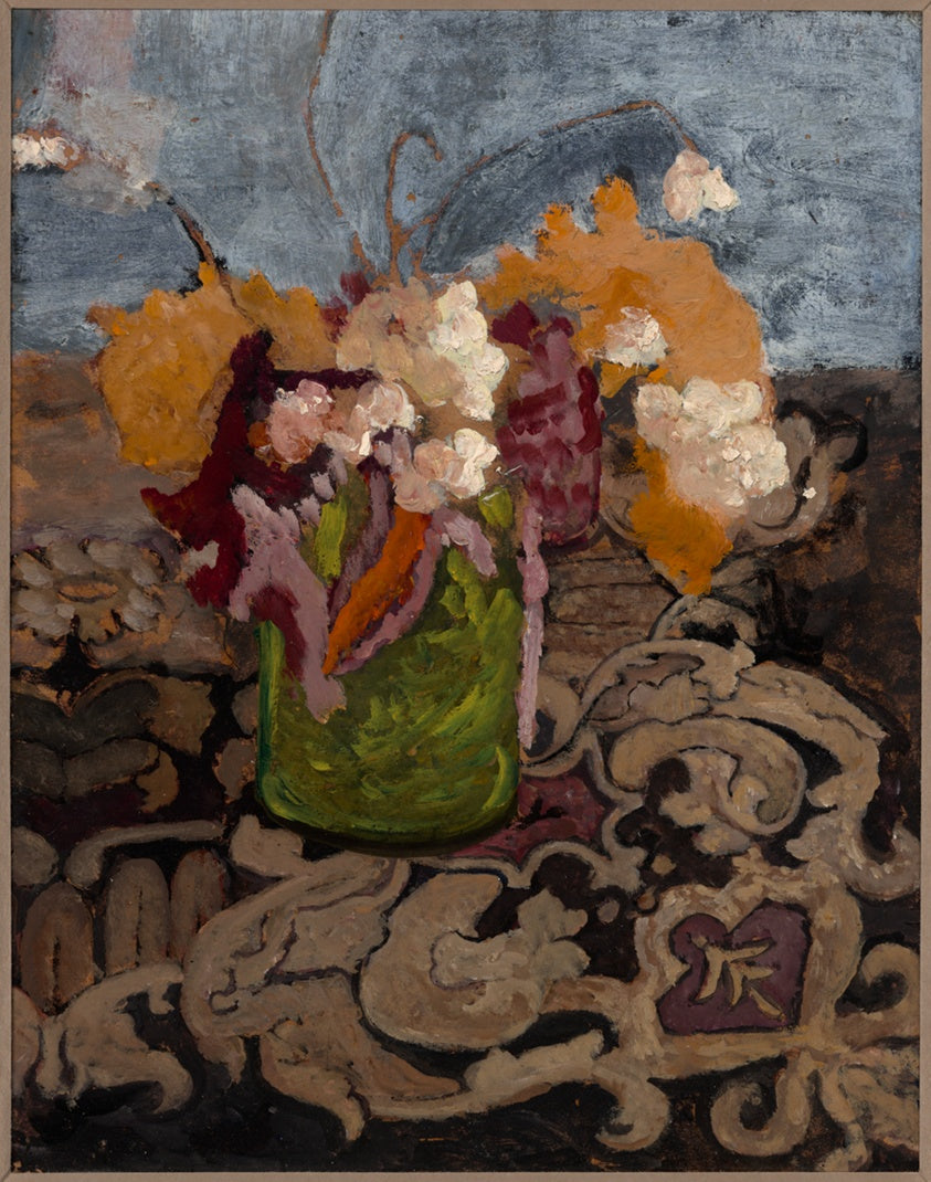 Nature morte au vase de fleurs vert, Paula Modersohn-Becker — reproduction de peinture à l’huile