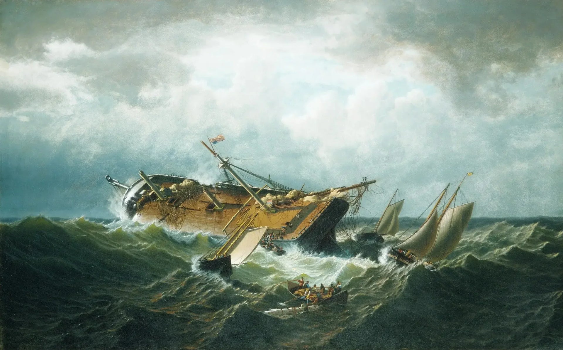 Naufrage au large de Nantucket (Navrage au large de Nantucket après une tempête) - William Bradford image 1 tableau peint à l’huile sur toile