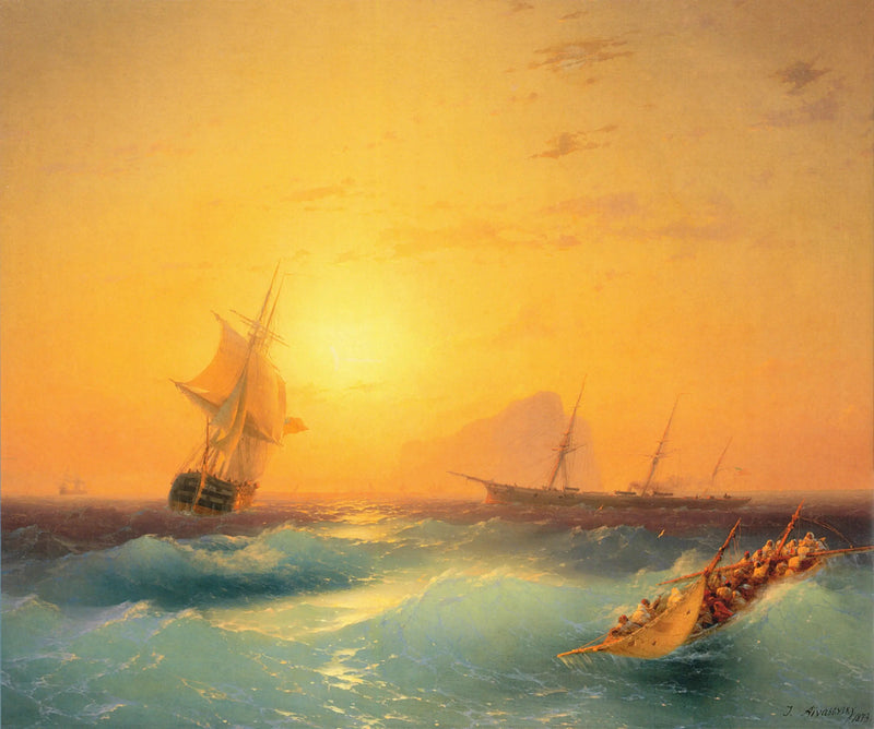 Gibraltar kayalığı açıklarındaki Amerikan navigasyonu - Ivan Aïvazovski