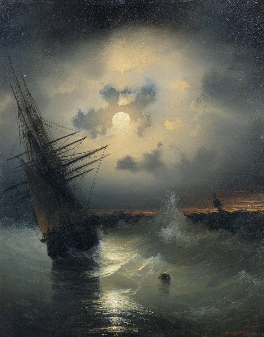 Navire à voile sur la mer au clair de lune. - Ivan Aïvazovski - Alpha Reproduction