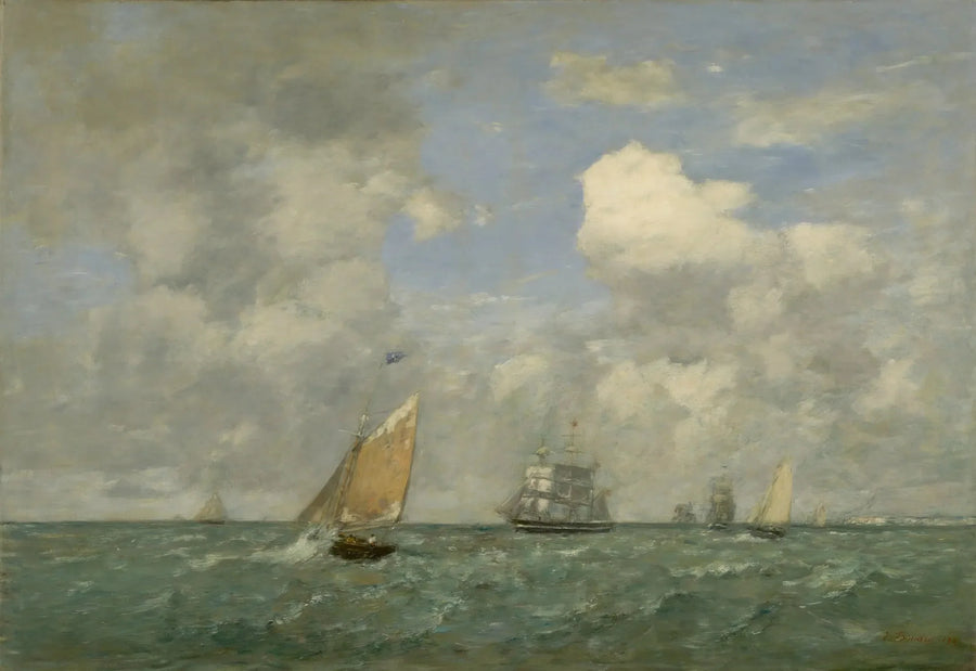 Le Havre'dan Ayrılan Gemiler ve Yelkenliler - Eugène Boudin