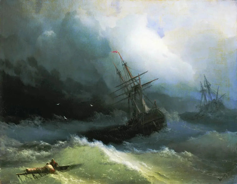 Fırtınalı denizde gemiler - Ivan Aïvazovski