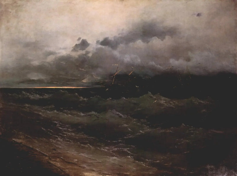 Çalkantılı bir denizde gemiler, gün doğumu - Ivan Aïvazovski