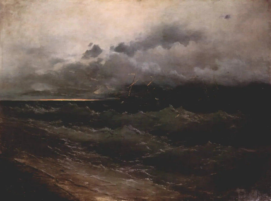 Çalkantılı bir denizde gemiler, gün doğumu - Ivan Aïvazovski
