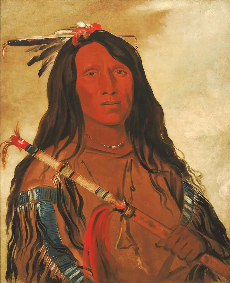 Né-hee-ó-ee-wóu-tis, Tepe üzerindeki kurt, Kabile lideri - George Catlin