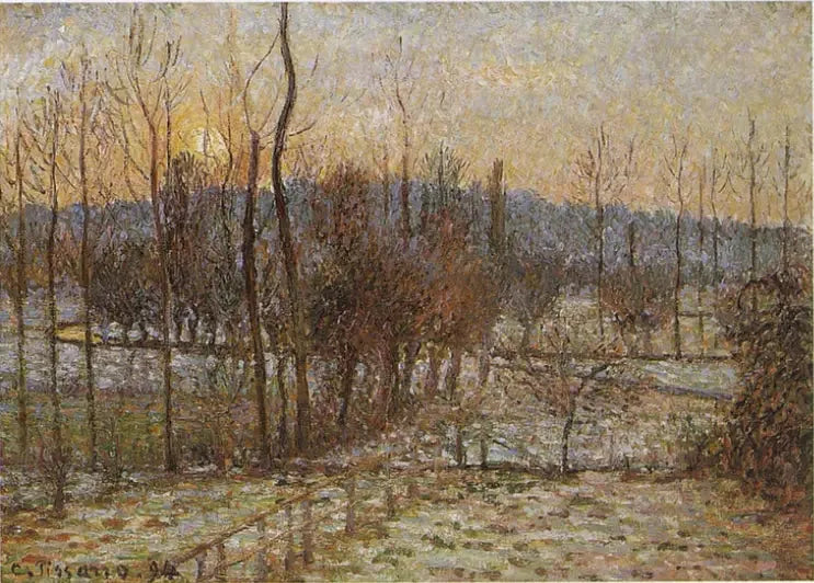 Kar, gün batımı, Éragny - Camille Pissarro