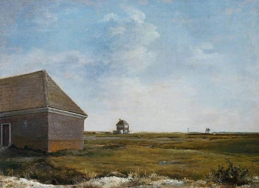 Newmarket Heath, yenilenmekte olan bir ev ile - George Stubbs