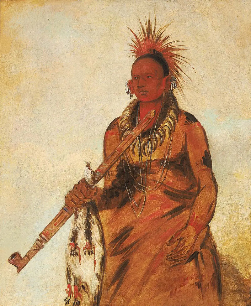 No-o-mún-nee, Yağmurda Yürüyüş, Bir Savaşçı - George Catlin
