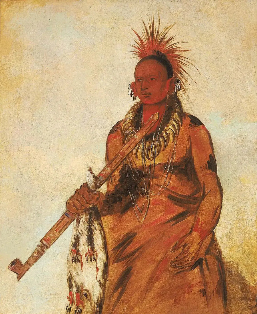 No-o-mún-nee, Yağmurda Yürüyüş, Bir Savaşçı - George Catlin