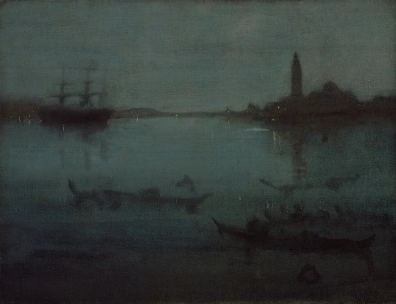 Mavi ve Gümüşte Gece: Lagün, Venedik - James Abbott McNeill Whistler