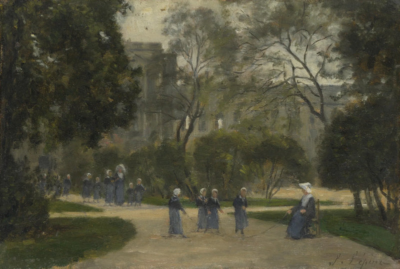 Tuileries Bahçesinde Rahibeler ve Öğrenciler, Paris - Stanislas Lépine