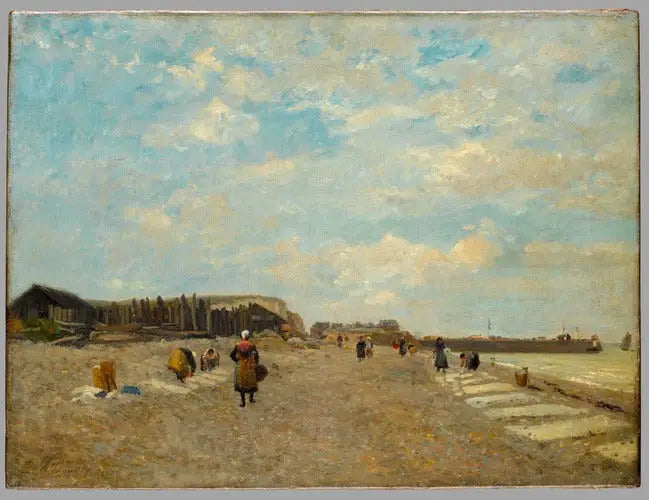 Normandiya'da plajda çamaşır asanlar - Eugène Boudin