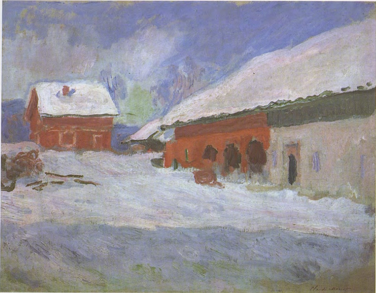 Reproduction du tableau « Norvège, les maisons rouges à Björnegaard - Claude Monet » par Alpha Reproduction en peinture à l’huile
