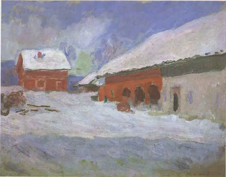 Norveç, Björnegaard'daki kırmızı evler - Claude Monet