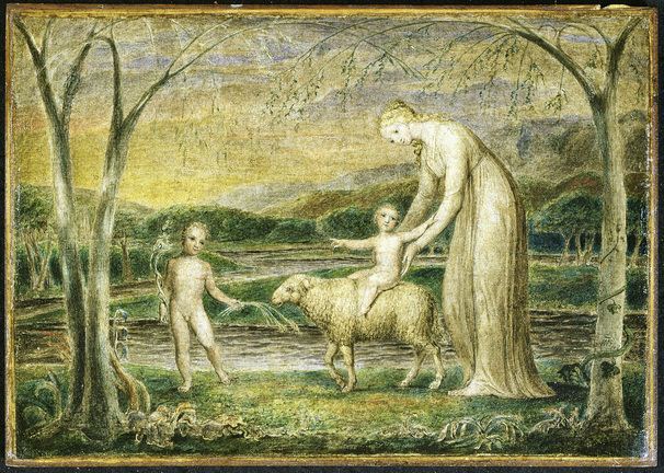 Notre-Dame ve Çocuk İsa'nın Koyun Üzerindeki Tasviri - William Blake