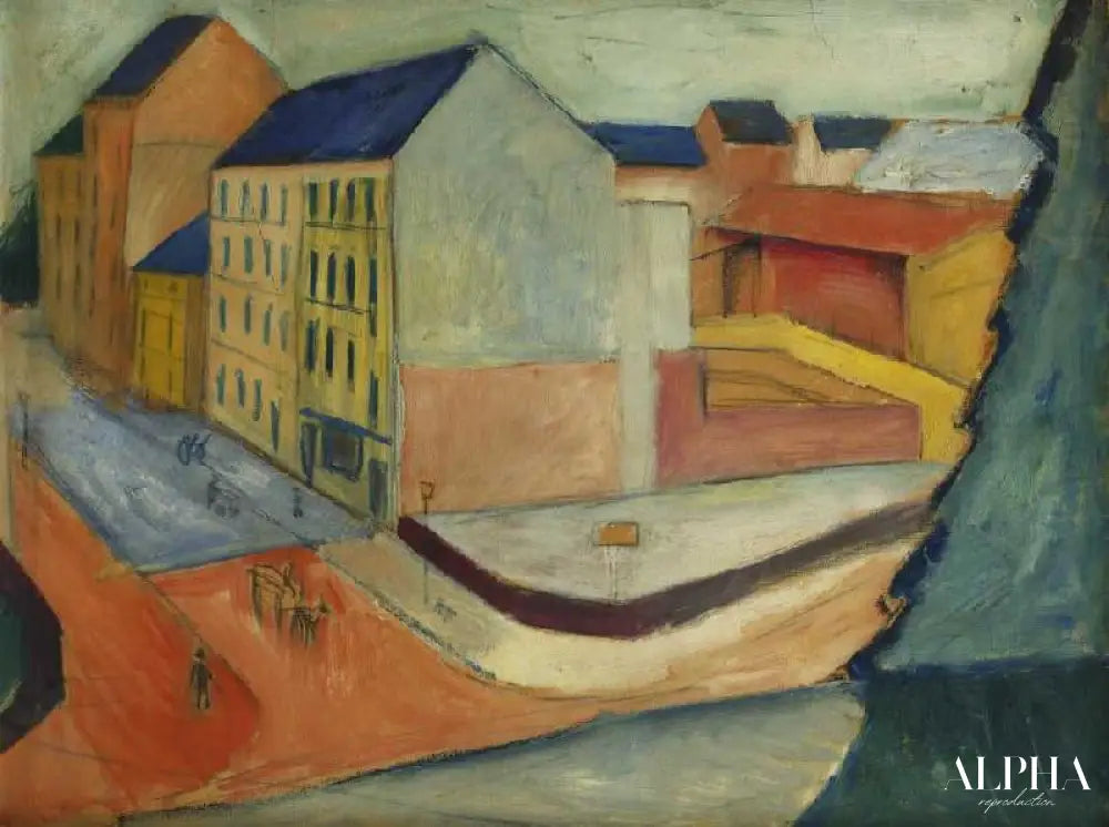 Notre rue avec manège - August Macke - Reproductions de tableaux et peintures haut de gamme