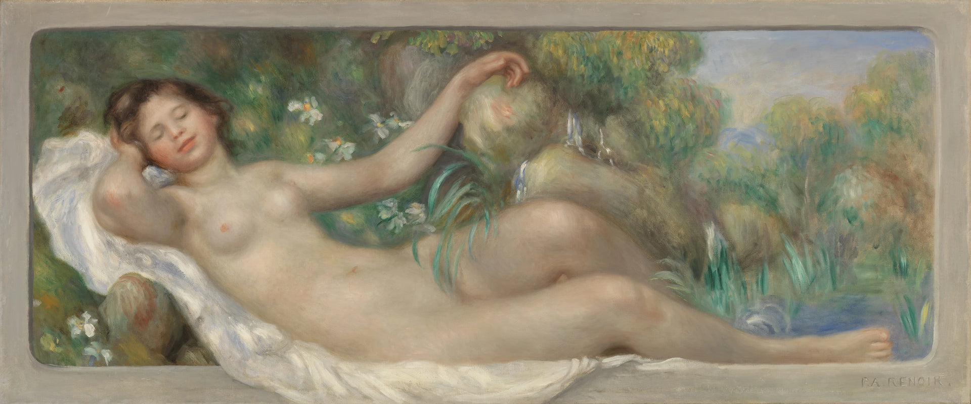 Nu allongé, La Source, vers 1895, Pierre-Auguste Renoir, Barnes Foundation – reproduction peinture à l’huile