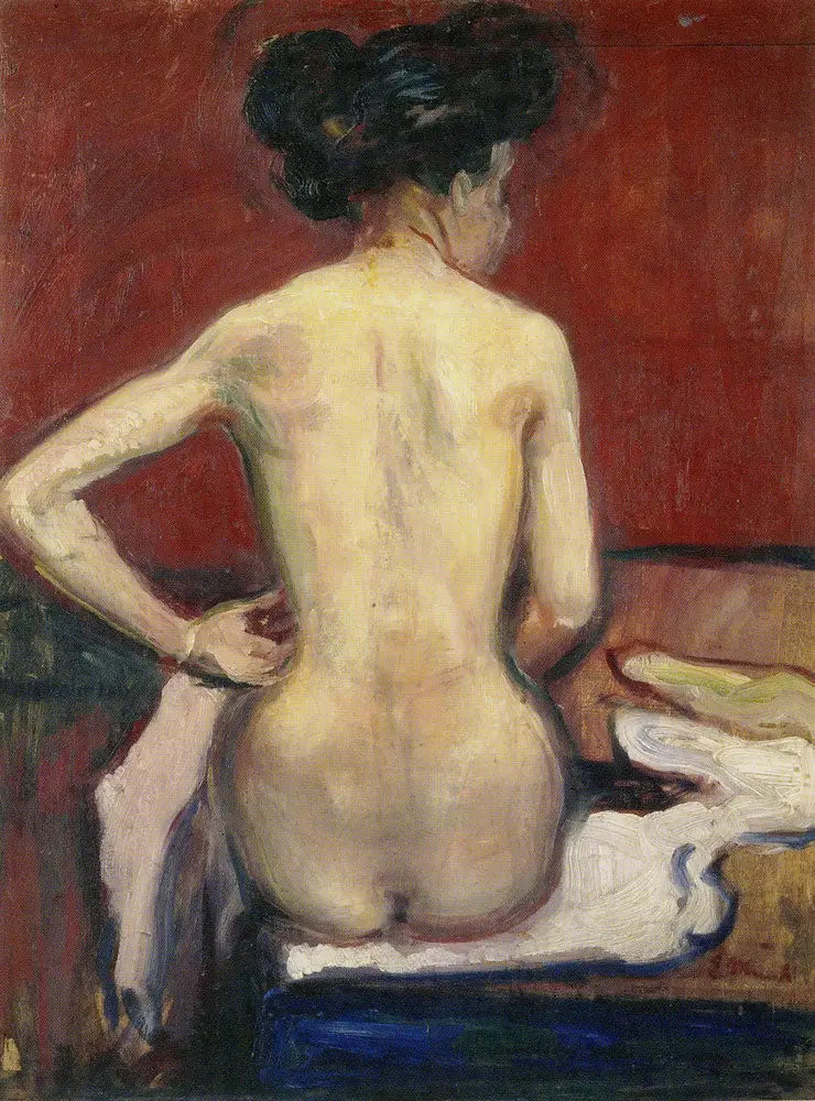 Başını çevirmiş oturan nudo - Edvard Munch