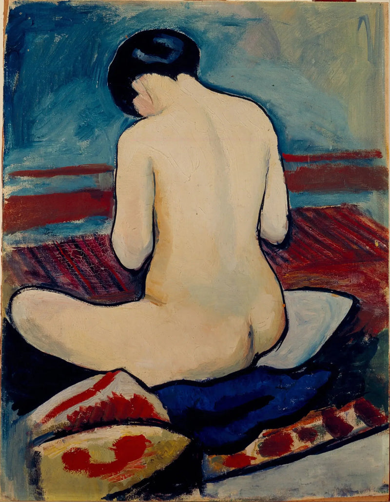 Yastıklı oturan kadın - August Macke