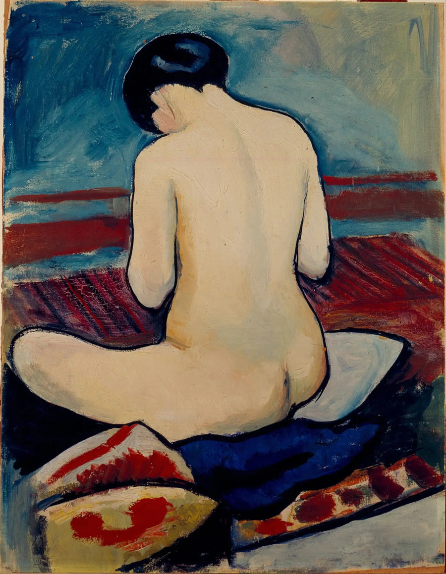Yastıklı oturan kadın - August Macke