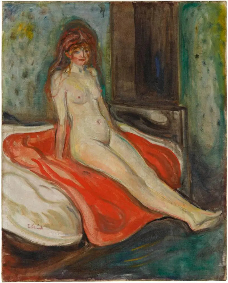 Yatakta Oturan Nü - Edvard Munch