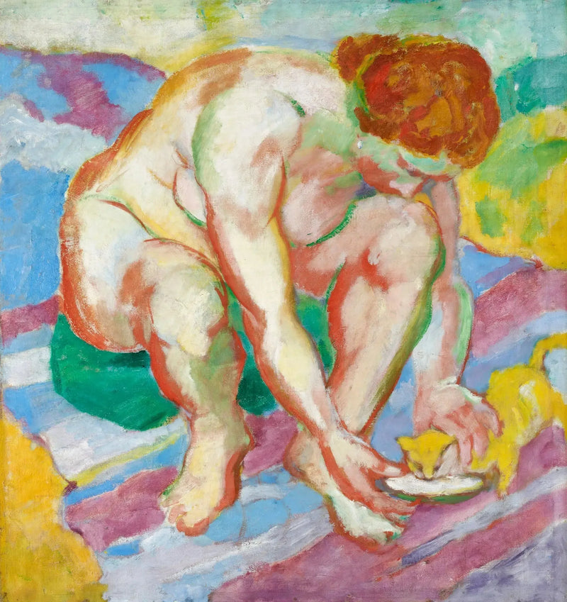 Kediyle Yatan - Franz Marc