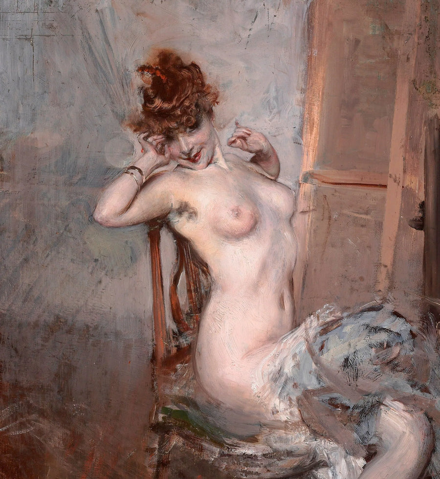 Genç Oturmuş Kadın Figürü - Giovanni Boldini