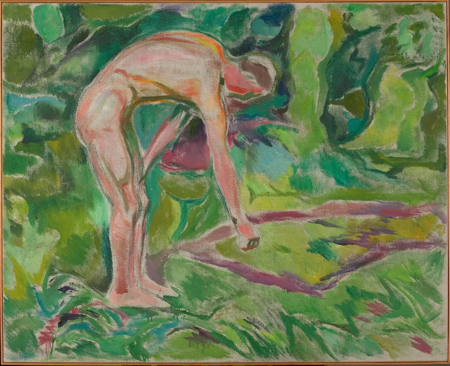 Ormanda öne eğilmiş erkek nudi - Edvard Munch