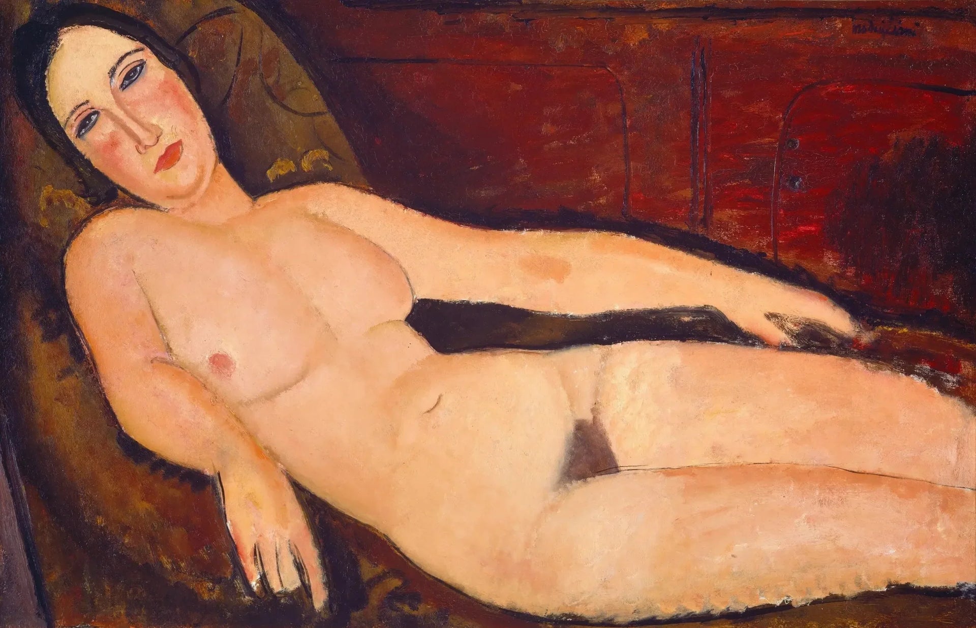 Nu sur un divan - Amedeo Modigliani image 1 copie peinte à la main à l’huile