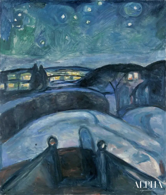 Nuit étoilée de Edvard Munch - Reproductions de tableaux et peintures haut de gamme