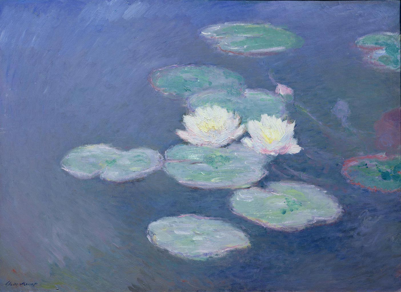 Reproduction du tableau « Nymphéas, effet du soir - Claude Monet » par Alpha Reproduction en peinture à l’huile